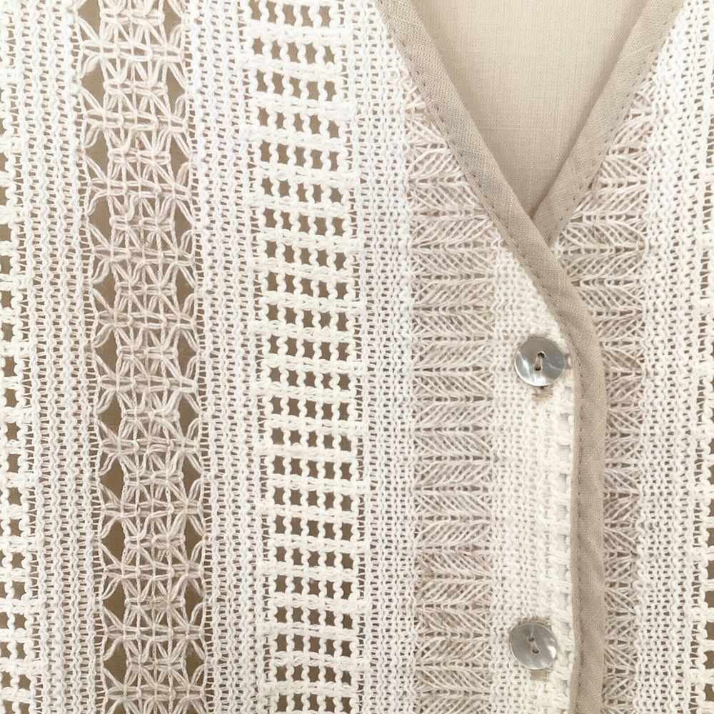 Jessica Michelle Beige & Cream Open Weave Lightweight Vest Size M - Picture 3 of 6